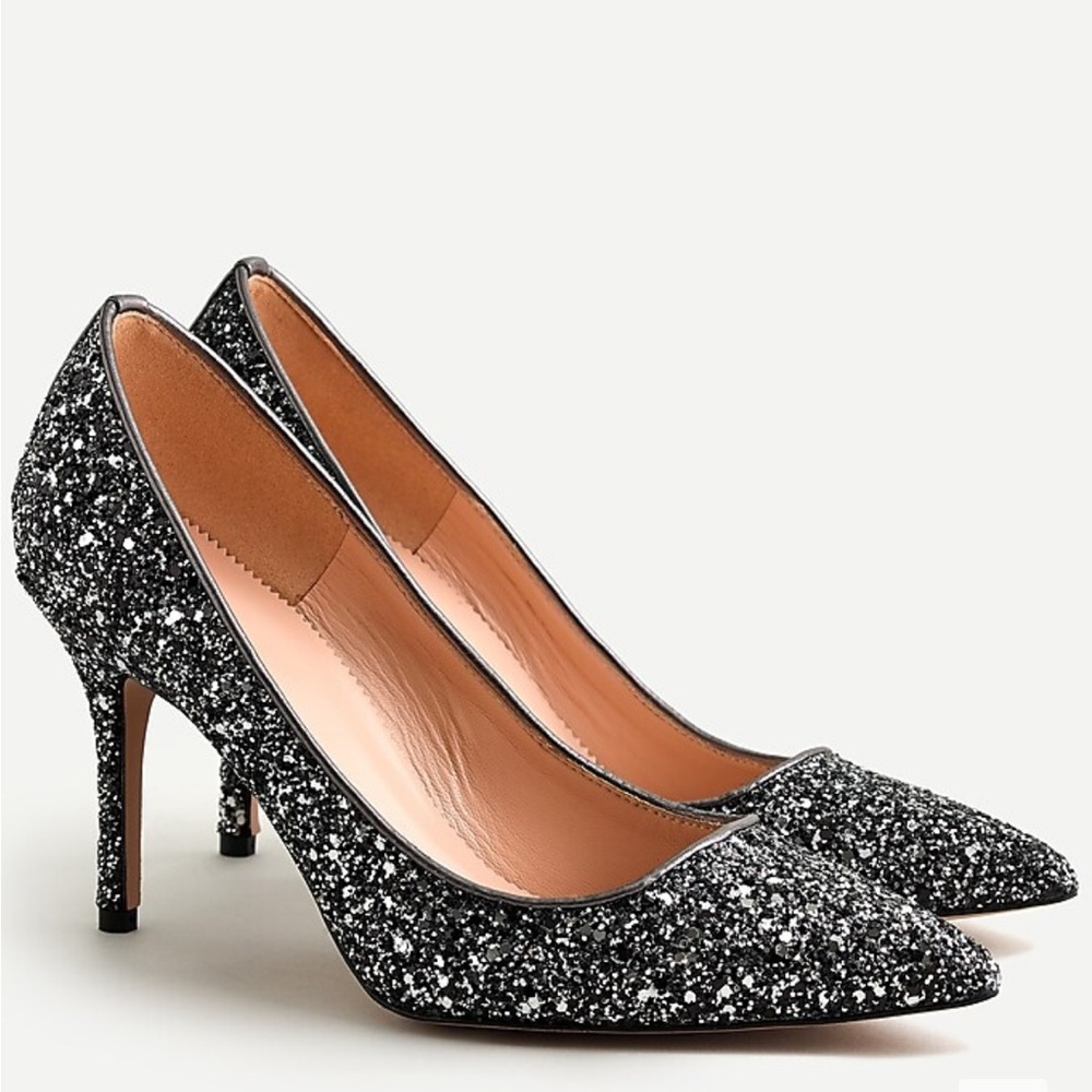 J.Crew Elsie pumps in gunmetal glitter NWT